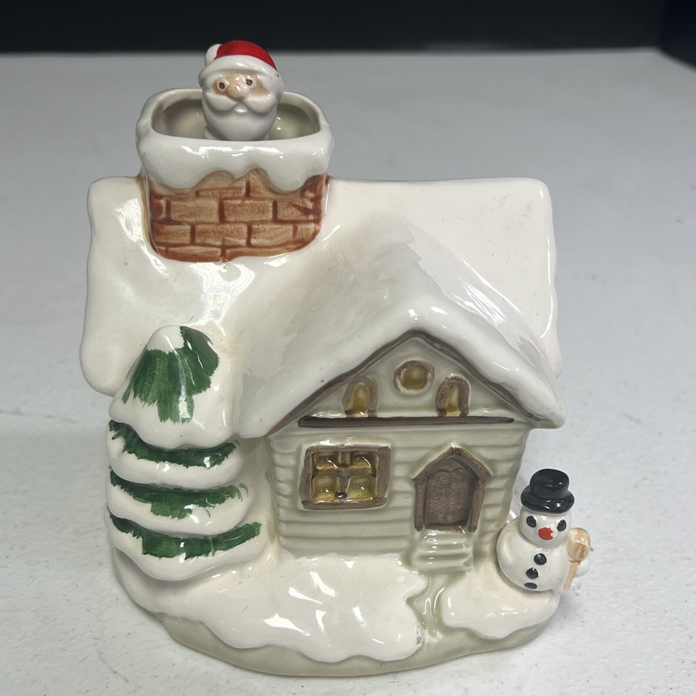 Otagiri Chrismas Music Box House With Spinning Santa Vintage 1979